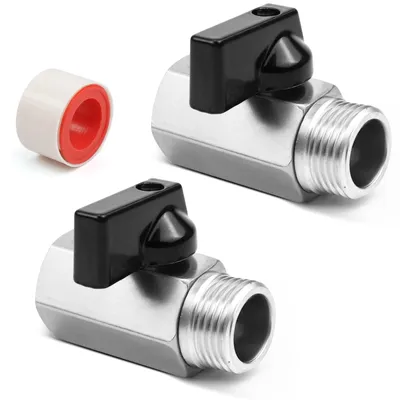 Produktbild von 2 Stück Messing-Kugelhähne, 1/2 Zoll - Mini-Kugelhahn mit Auffangbehälter