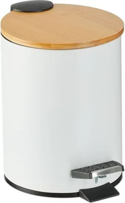Image de Poubelle pour salle de bain 3 litres avec couvercle en bambou