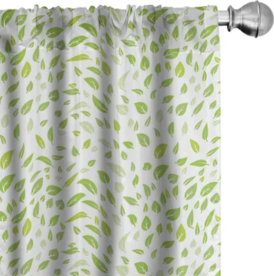 Produktbild von ABAKUHAUS Blatt Vorhänge, Gardinen, Verschiedener Grüner Frühling Verlässt Illustration Gezeichnete Muster Sommer Grafikdesign, 2 Stück 75 x 225 cm, Grün