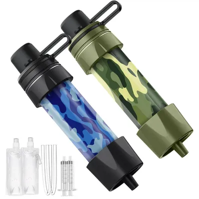 Zdjęcie produktu dla Zestaw 2 filtrów do wody do użytku zewnętrznego, do oczyszczania 5000 litrów wody pitnej, kolor niebieski/zielony