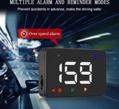 Zdjęcie produktu dla Head Up Wyświetlacz Auto HUD GPS Prędkościomierz Cyfrowy nad Prędkością Alarm Szyba Projetor Nawigacja A5 białe światło
