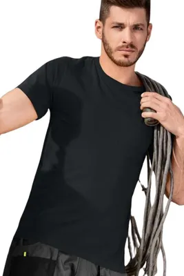 Obrázek produktu pro Odolné pánské tričko, vyšší gramáž, 100% bavlna, bez potisku, jednobarevné, 200 g/m2, barva ebony gray, velikost S