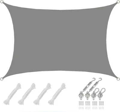 Immagine prodotto di 3x4m Sun Sail rettangolare impermeabile - Set di vele di protezione solare con fissaggio