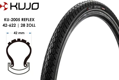 Produktbild von 28 Zoll Fahrrad Reifen 28x1.6 Kujo 42-622 Pannschutz Reflex Streifen
