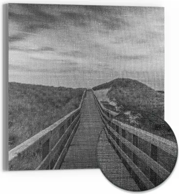 Produktbild von DEQORI Hybrid Leinwand Bild 50x50 cm 'Dünenweg der Stille' Wandbild Glas flach modern