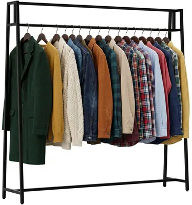Obrázek produktu pro Stojan na oblečení Ingar – Průmyslový stojan na oblečení z kovu | Barva: černá | Rozměry: 150 x 35 x 150 cm