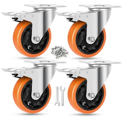 Image de Roues pivotantes robustes de 4 pouces - Capacité de 1200 Lbs avec double système de blocage