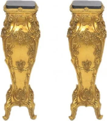 Produktbild von Casa Padrino Barock Marmor Säulen Set Gold / Schwarz - Marmor Säule (2 Stk)