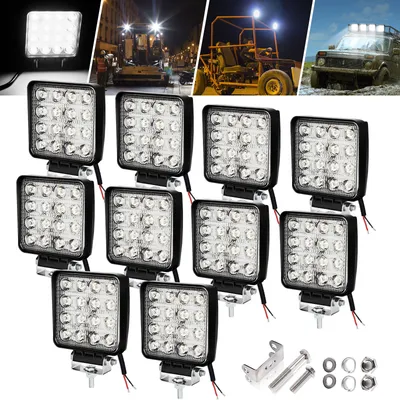 Produktbild von Yakimz LED Arbeitsscheinwerfer 48W LED Scheinwerfer Rechteck IP67 Wasserdicht 12V 24V für LKW,Offroad, SUV, ATV,traktor Rückfahrscheinwerfer 10 Stück