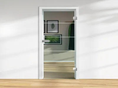 Produktbild von FLEXO Klar ESG 8mm Ganzglastür mit 4 matten Streifen, Sicherheitsglas, Duschkabinentür, Badezimmertür, Glaswand, Badezimmer Einrichtung