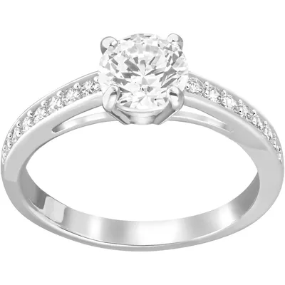 Produktbild von Swarovski Attract Round Ring, Rhodinierter Damenring mit Funkelnden Swarovski Kr