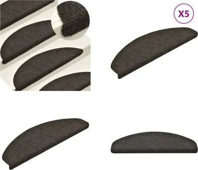 Produktbild von vidaXL Selbstklebende Treppenmatten 5 Stk. Anthrazit 65x21x4 cm - Treppenmatte - Treppenmatten - Stufenmatte - Stufenmatten