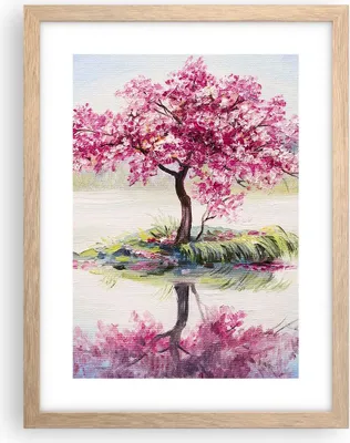 Produktbild von Gerahmtes Poster - Rahmen in heller Eiche - Baum Abstraktion - 30x40 cm - Wand Bild - Wanddeko - Wandbilder - Kunstposter - Wandposter - Bilderrahmen - Bilder - Kunstdruck - Wandbild - P2NPA30x40-3805