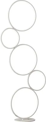 A modern LED floor lamp with five stacked circular rings.