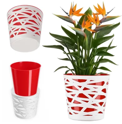 Immagine prodotto di Vaso da fiori KADAX "Rusio", fioriera rotonda, vaso per piante in plastica, fioriera, 15 cm, rosso