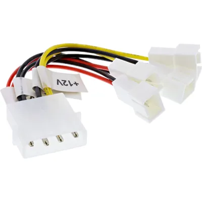 Produktbild von InLine Lüfter Adapterkabel, 2x 12V und 2x 5V, für 4 Lüfter, 0,1 m, Männlich, Männlich, Mehrfarbig, 11 g, 100 mm