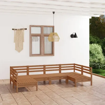 Produktbild von The Living Store 6-tlg. Garten-Lounge-Set Honigbraun Massivholz Kiefer