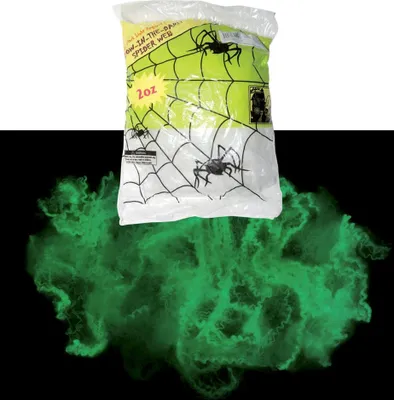 Produktbild von Spinnennetz mit Spinnen Spinnenweben nachtleuchtend grün 16qm 60g -