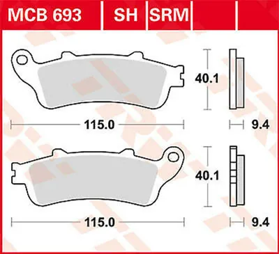 Obrázek produktu pro Sada brzdových destiček TRW MCB693 Pantheon 125 JF12