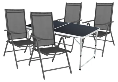 Produktbild von Outdoor Camping Sitzgarnitur schwarz 5-teilig