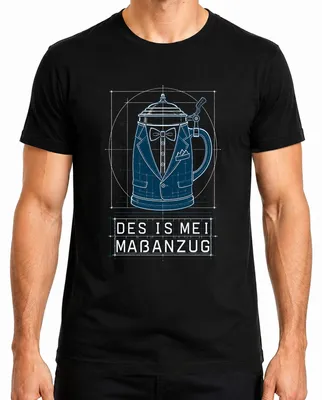 Imagen del producto de Camiseta para hombre, diseño de traje tradicional bávaro, con motivos de cerveza y lederhosen, color negro, talla S