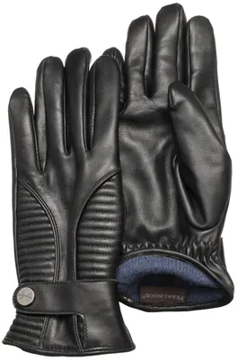 Pearlwood abgesteppte Touchscreen-Lederhandschuhe Biker-Stil in schwarz
