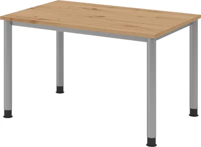 Produktbild von bümö Schreibtisch Serie-H - Gestell: Silber, Nachbildung: Asteiche, Größe:  120 x 80 cm