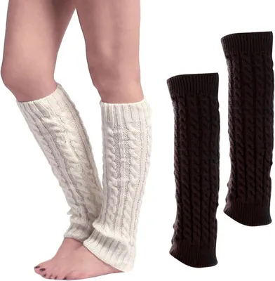 Produktbild von 2 Paar gestrickte, geflochtene Beinstulpen für Damen, Mädchensocken