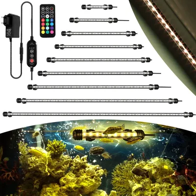 Immagine prodotto di Jopassy 48,5 cm LED Acquario lampada serbatoio luci illuminazione subacquea dimmerabile 3 modalità di luce con timer, con telecomandi, IP67