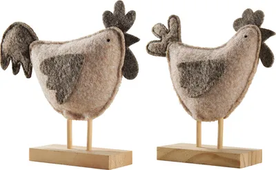 Produktbild von ohne Marke Deko-Filzhühner im 2er-Pack beige 130x150 cm