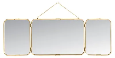 Image de SIGNATURE - Miroir de Barbier Triptyque en Laiton Dorée - L114 x H40cm