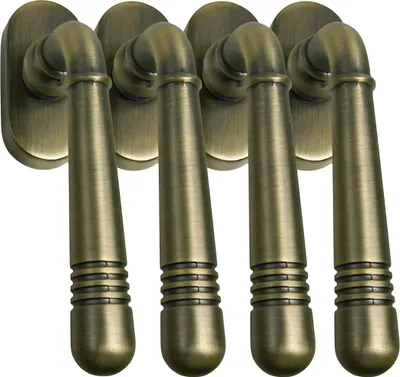 Produktbild von Fenstergriff Set 4 x FG Helena 1684 Messing brüniert Rasterolive Fensterbeschlag Drücker