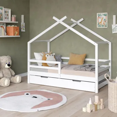 Immagine prodotto di Letto montessori bambini Vitalispa Luni Bianco 160 x 80 cm con letto ospite estraibile, Model 57924
