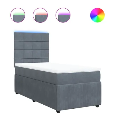 Produktbild von Boxspringbett mit Matratze Dunkelgrau 90x200 cm Samt