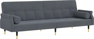 Produktbild von vidaXL Schlafsofa mit Kissen Dunkelgrau Samt