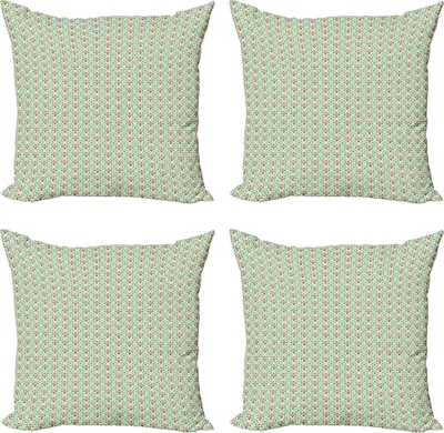 Produktbild von ABAKUHAUS Damast Kissenbezug Set (4 Stück), Orientalische Kultur Blumen, Moderner Doppelseitiger Digitaldruck, 40 cm x 40 cm, Dunkelgrün Türkis