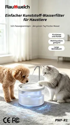 Produktbild von Trinkbrunnen für Haustiere 3,2L Wasserbrunnen Frisches Wasser für Katze und Hund