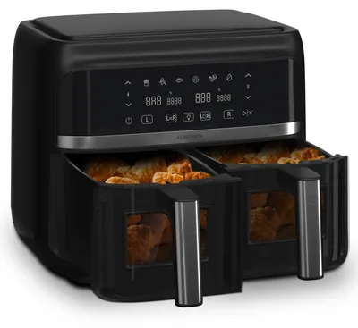 Produktbild von Klarstein Heißluftfritteuse, Airfryer mit 2 Kammern, 2850W Kompakte Heißluftfritteuse, 7,6L Luft-Friteuse mit Touch-Bedienfeld, Timer, Vorheizen, 6 Modi, Große Heissluftfriteuse, Air Fryer XL
