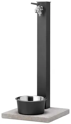 Immagine prodotto di Fontana a Colonna Rubinetto Doppio in Ottone con Base e Vaschetta Abbeveratoio Belfer 42/REX-R Antracite