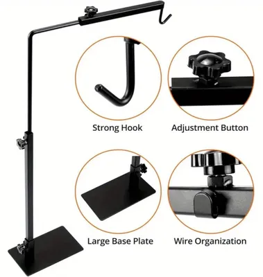 Obrázek produktu pro Stojany na lampy pro plazy – výškově nastavitelné držáky pro vyhřívací lampy do terárií a akvárií – kovový závěsný držák – příslušenství pro terária pro plazy