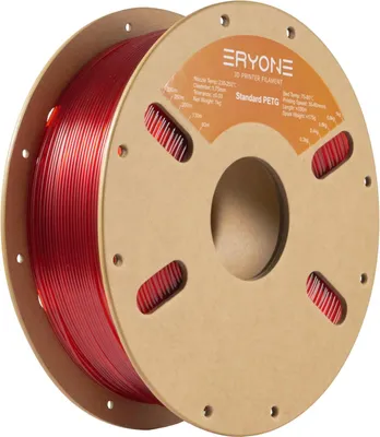 Immagine prodotto di filamento per stampanti 3D, materiale PETG, perfetto per stampanti FDM, rosso trasparente 3KG