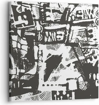 Produktbild von Bild auf Leinwand - Leinwandbild - Einteilig - Schwarzweiß Figuren Abstraktion - 30x30cm - Wand Bild - Wanddeko - Wandbilder - Leinwanddruck - Bilder - Wanddekoration - Leinwand bilder - AC30x30-5125