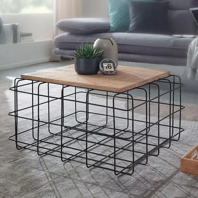 Zdjęcie produktu dla Stolik kawowy w stylu industrialnym drewniany blat