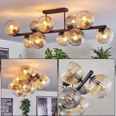 Produktbild von Fossobiubo Deckenlampe aus Metall/Glas in Schwarz/Rauch/Bernstein/Klar