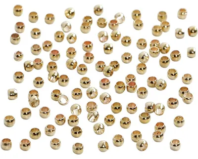 Produktbild von Quetschperlen, D 2 mm, Gold, 100 Stk/ 1 Pck [HOB-60106]