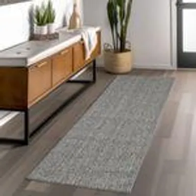 Produktbild von Schlingenteppich Schlafzimmer Einfarbig Meliert Design, Größe: 80 x 250 cm, Farbe: Grau
