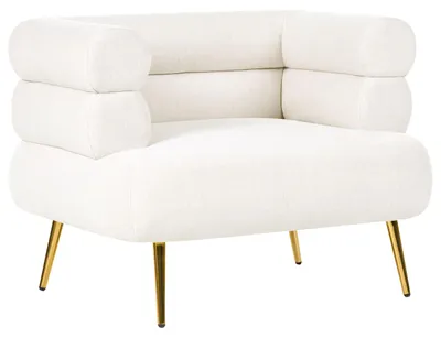 Produktbild von BELIANI Sessel Cremeweiß aus Stoff mit Goldenen Beinen Armlehnen Modernes Design Glamour Stil für Wohnzimmer Schlafzimmer Flur