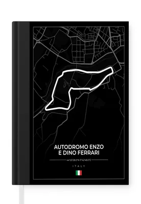 Obrázok produktu pre MuchoWow® Zápisník Denník Rozpočet A5 F1 - pretekárska trať - Taliansko - čierna - Autodromo Enzo e Dino Ferrari - čierna