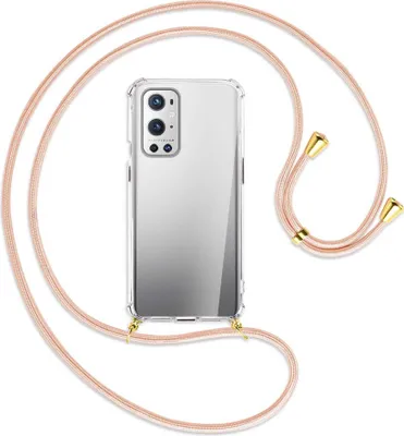 Produktbild von Handykette Backcover-Schutzhülle mit Band (Metall goldfarben) für OnePlus 9 - rose peach