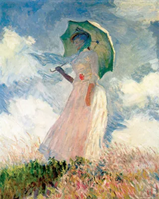 Produktbild von Claude Monet Kunstdruck Bild - Frau Mit Sonnenschirm 1886 (50 x 40 cm)